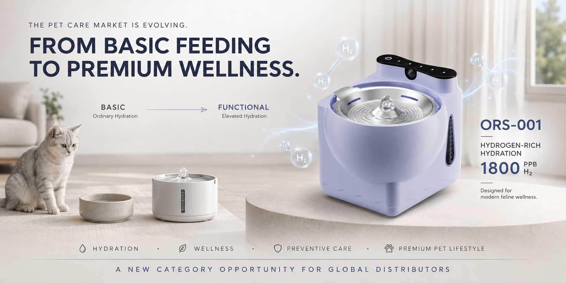 ORS‑001 Hydrogen‑Rich Pet Water Dispenser: Seize Untapped B2B Opportunities in Premium Pet Healthcare