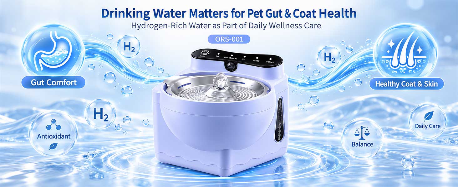 How Drinking Water Impacts Pet Gut & Coat Health | ORS-001 Hydrogen-Rich Pet Water Dispenser