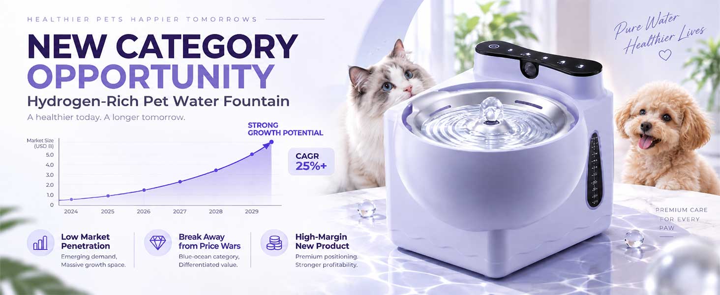 New High-Margin Pet Wellness Niche: Hydrogen-Rich Pet fountain For B2B Partners